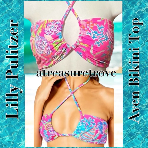 New Lilly Pulitzer Aven 16/XL Pink Isle Shell Me Something Good Bandeau Halter - Picture 1 of 6